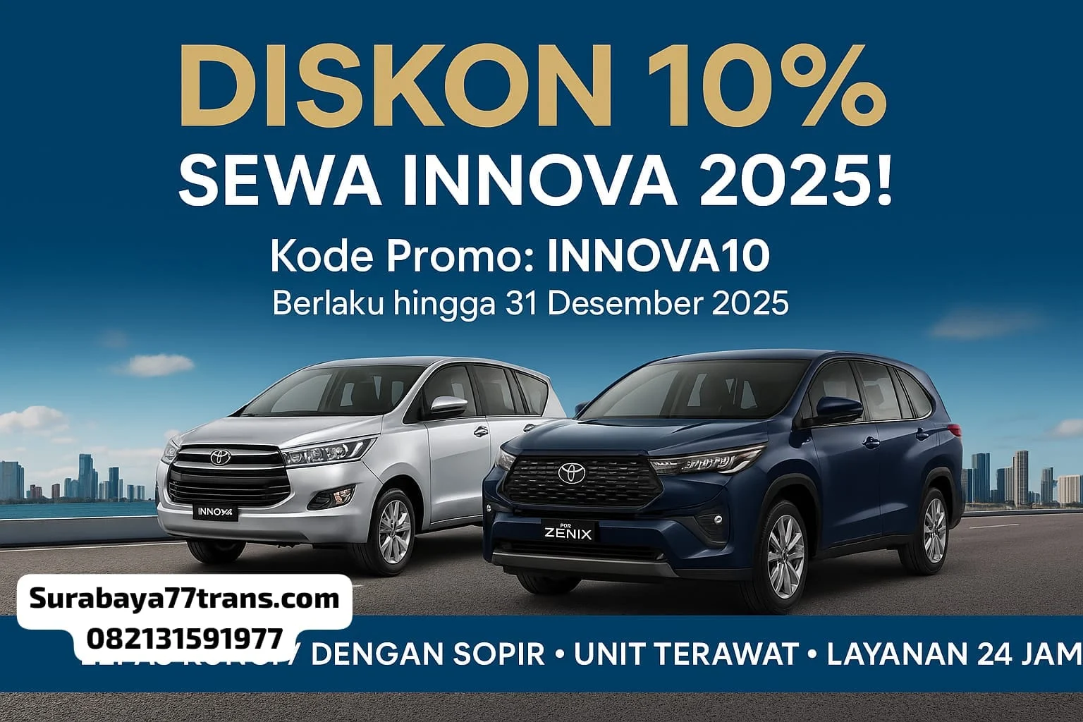Sewa mobil Innova promo 10%